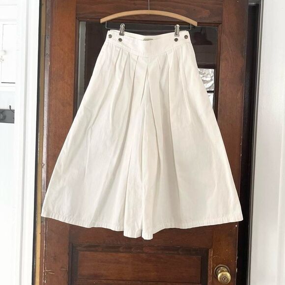 80s Vintage LL Bean White Denim Culotte Gaucho Pants Jeans 27 28 4 6 Womens - Picture 3 of 8
